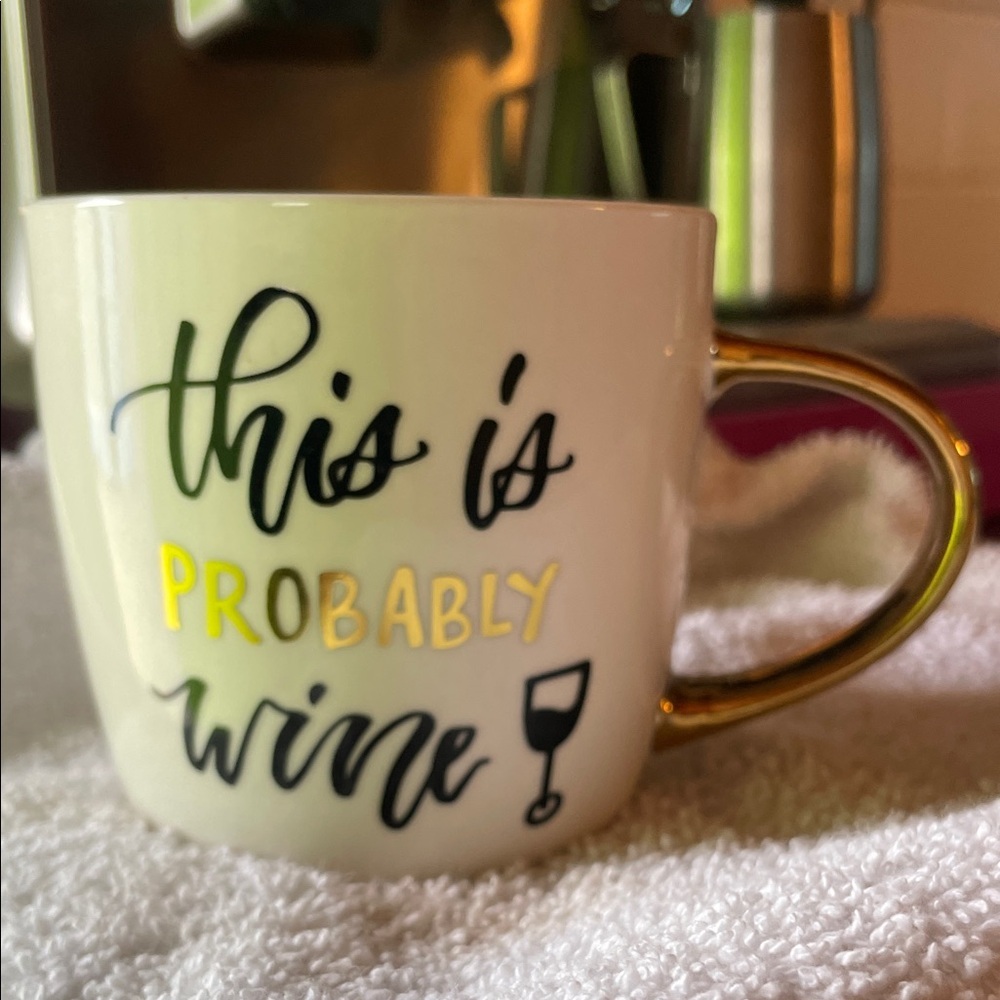 Chic White Mug with Gold Handle and FUN SAYING 🍷 - Picture 4 of 5